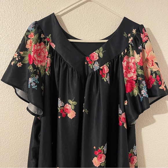 Vintage White Stag Navy Blue Floral Dress/MuuMuu Size 2X 18W-20W - Picture 3 of 8